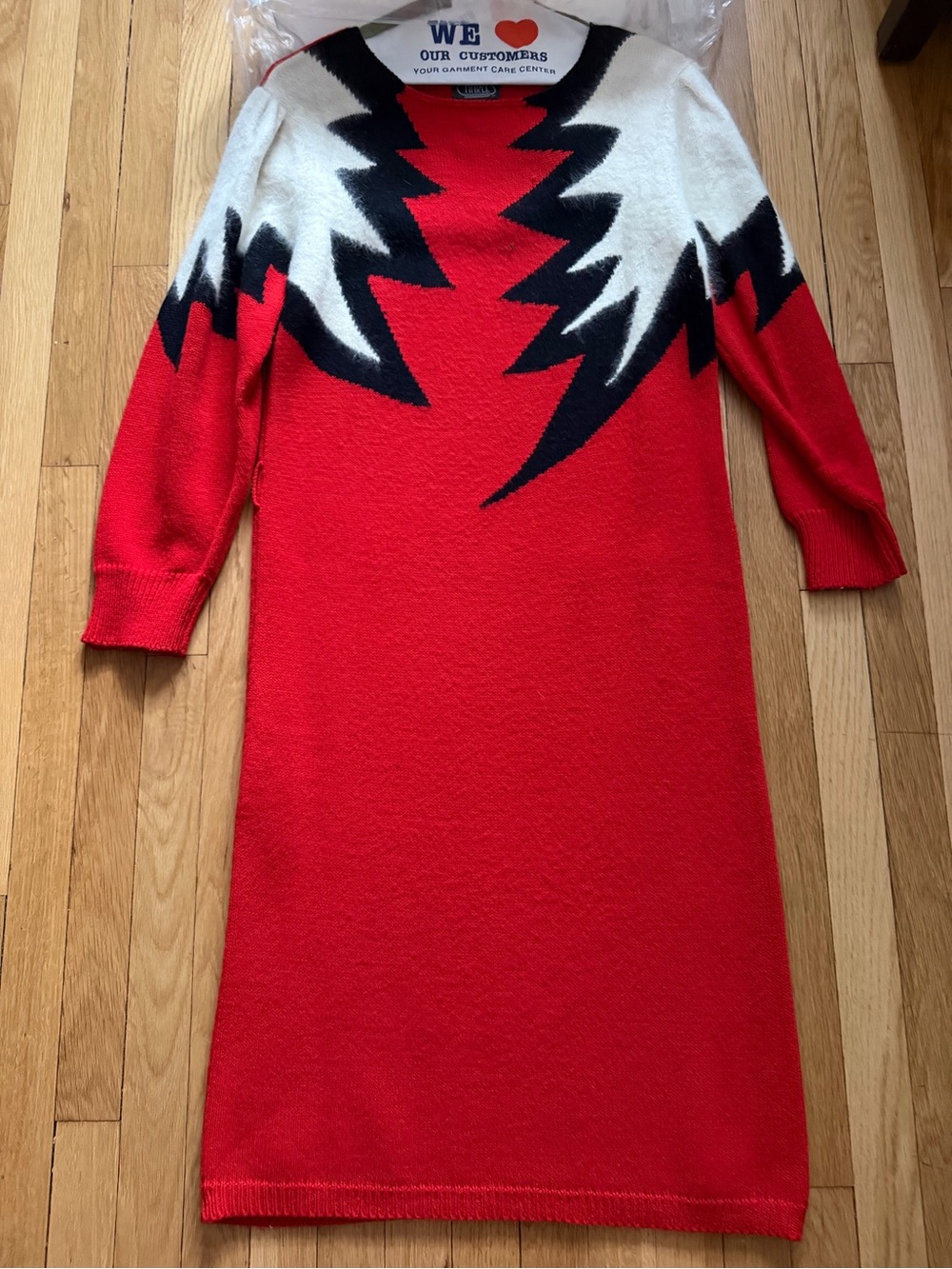 80’s vintage red sweater dress Large